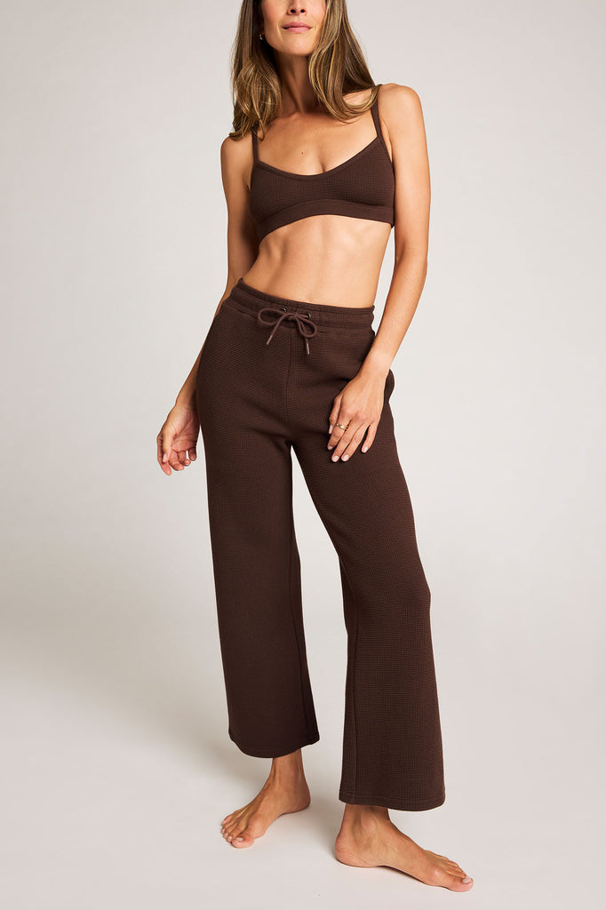 Waffle Knit Cropped Track Pant